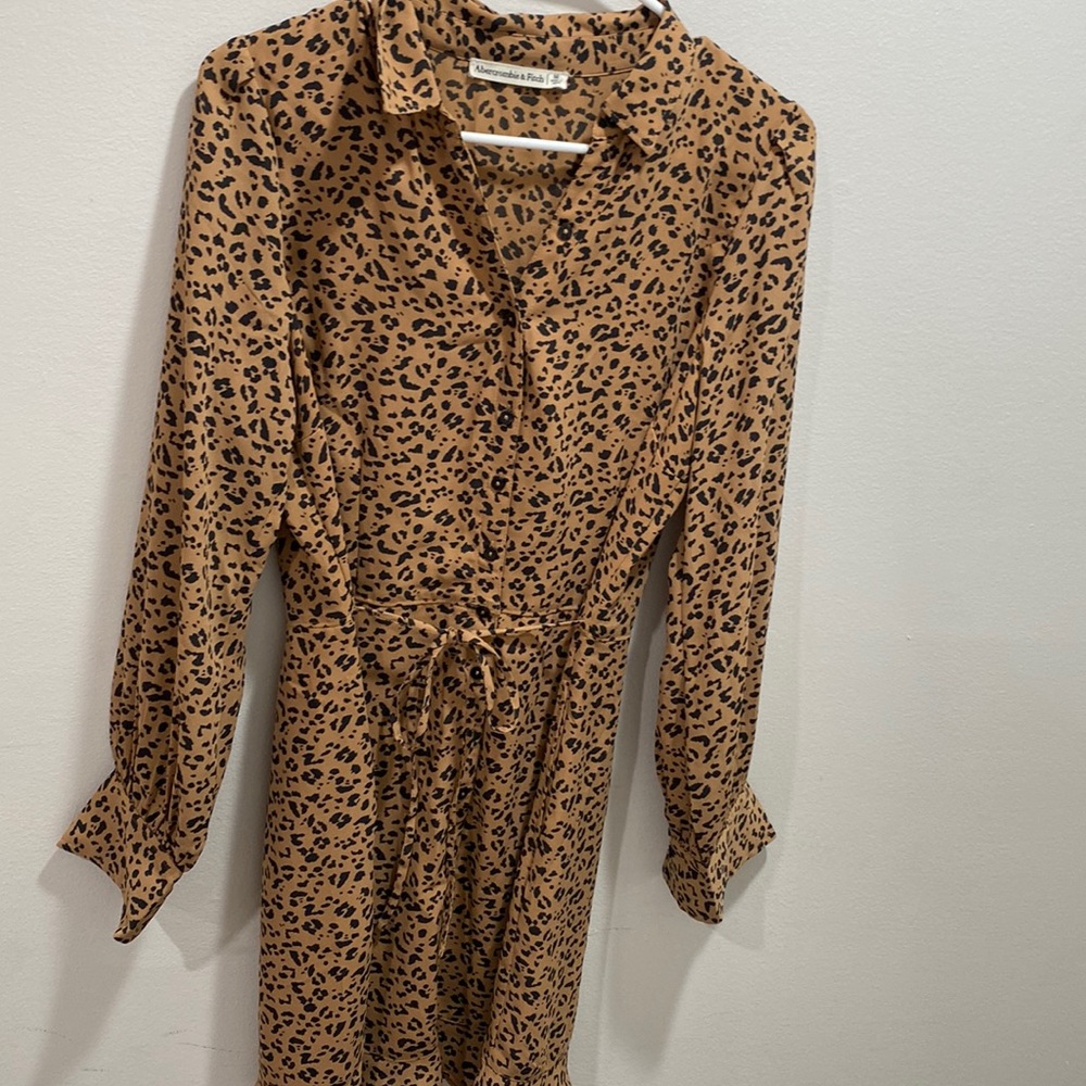 Abercrombie & Fitch Leopard Collared Tie Dress (M)